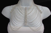 Silver Shoulders Chain Rhinestones Strands + Earrings